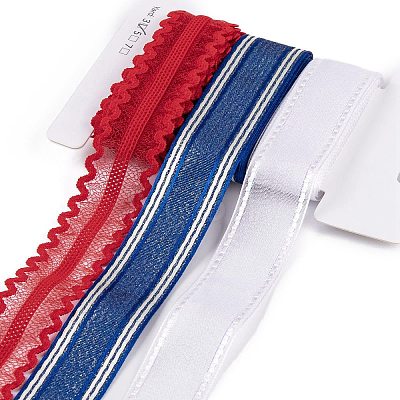 9 Yards 3 Styles Independence Day Polyester & Polycotton Ribbons Sets SRIB-A015-02A-05-1