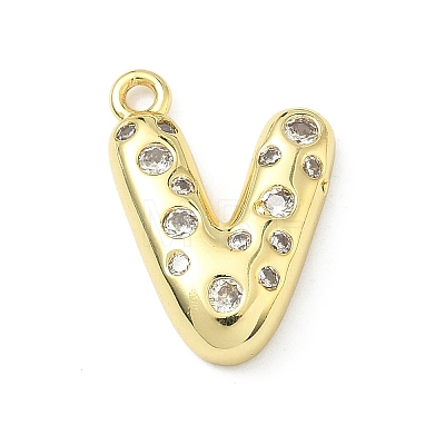 Brass Micro Pave Clear Cubic Zirconia Pendants KK-I476-02G-V-1