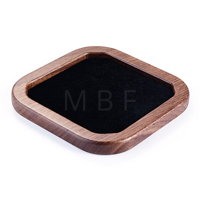 1Pc Wood with Velvet Jewelry Plate ODIS-TA0001-10-1