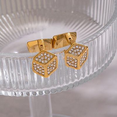 Cube 304 Stainless Steel Hoop Earrings EU5379-1