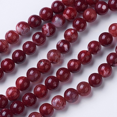 Natural Agate Beads Strands G-G754-04-8mm-1