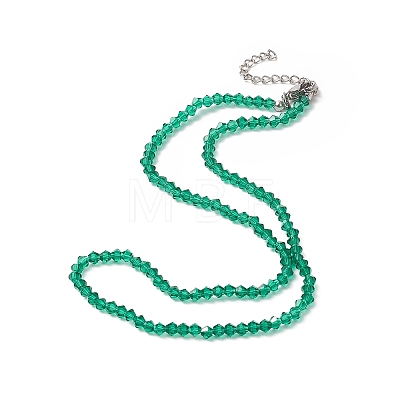 Transparent Glass Bicone Beaded Necklaces with 304 Stainless Steel Lobster Claw Clasp & Chain Extender NJEW-JN04223-1