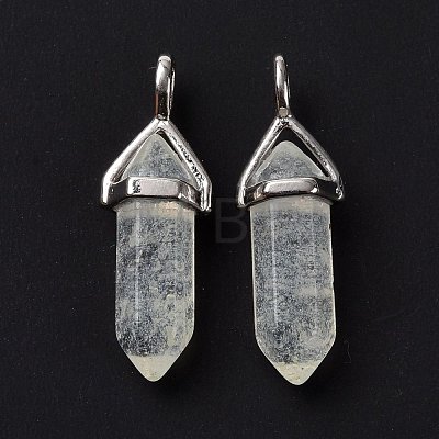 Pale Green Watermelon Stone Glass Pointed Pendants G-K329-25P-1