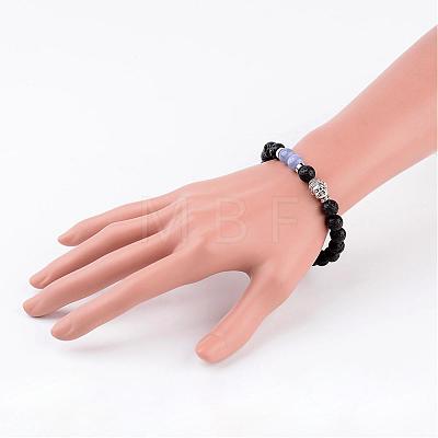 Natural Lava Rock Bead Stretch Bracelets BJEW-JB02273-1