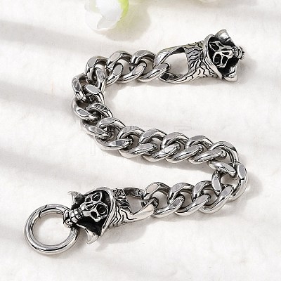 304 Stainless Steel Cuban Link Chains Bracelets for Unisex BJEW-A092-06A-P-1