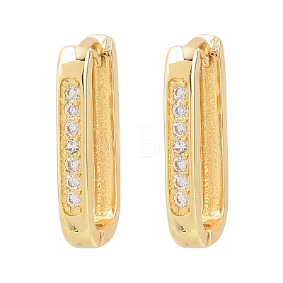 Rectangle Brass Cubic Zirconia Hoop Earrings EJEW-A156-16B-G-1