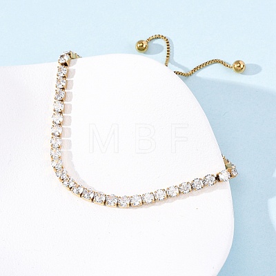 304 Stainless Steel Pave Clear Cubic Zirconia Tennis Bracelets BJEW-G754-03G-03-1