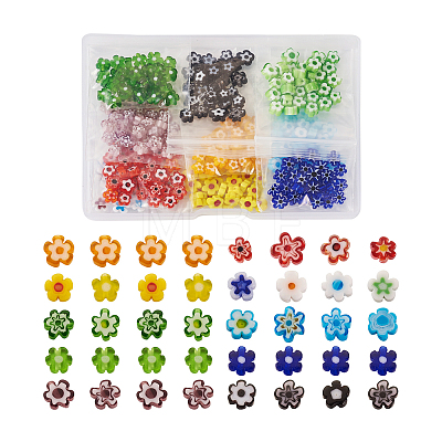 300Pcs 10 colors Handmade Millefiori Glass Beads LAMP-TA0002-05-1