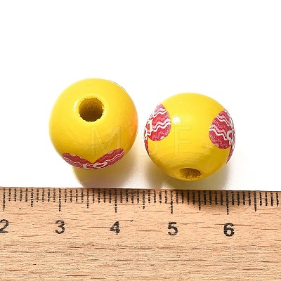 Valentine's Day Element Printed Wood Beads WOOD-R002-01-07-1