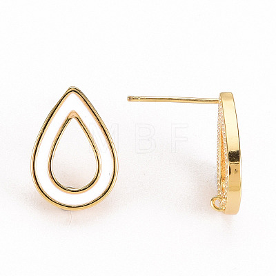 Brass Enamel Stud Earring Findings KK-S356-244B-NF-1