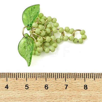 Glass Seed Beads & 304 Stainless Steel Jump Ring Pendants PALLOY-MZ01343-01-1
