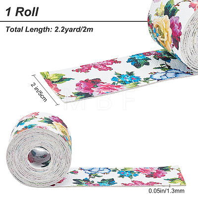 PU Leather Fabric Printing Flower Fabric AJEW-WH0034-91D-02-1