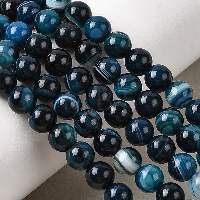 Natural Banded Agate Beads Strands G-I392-A01-6mm-02-1