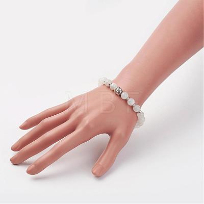 Natural White Moonstone Stretch Bracelets BJEW-JB02815-02-1