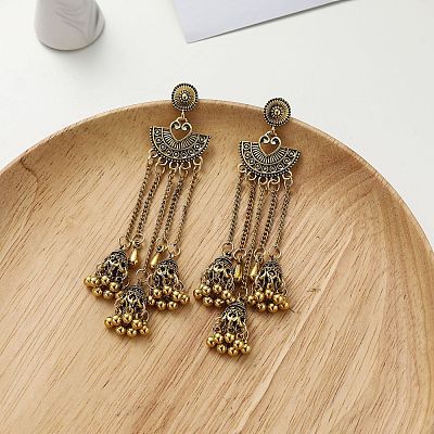 Alloy Fan Tassel Chandelier Earrings FS-WG889C6-02-1