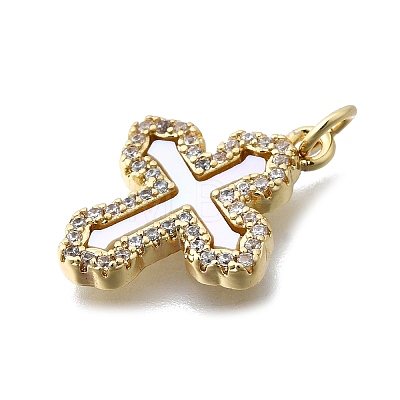 Brass Micro Pave Clear Cubic Zirconia Pendants X-KK-V010-10G-01-1
