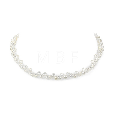 Glass Teardrop Beaded Necklaces NJEW-JN04273-01-1