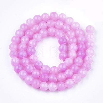 Natural Dyed Yellow Jade Gemstone Bead Strands X-G-R271-6mm-Y10-1