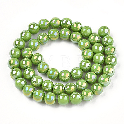 Electroplate Opaque Glass Beads Strands GLAA-T032-P8mm-AB06-1