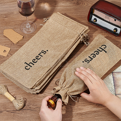 12Pcs Rectangle Jute Cheers Wine Drawstring Storage Bags FIND-WH0427-15A-1