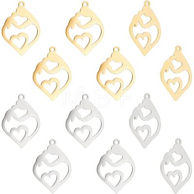 Unicraftale 12Pcs 2 Colors 201 Stainless Steel Pendants STAS-UN0040-19-1