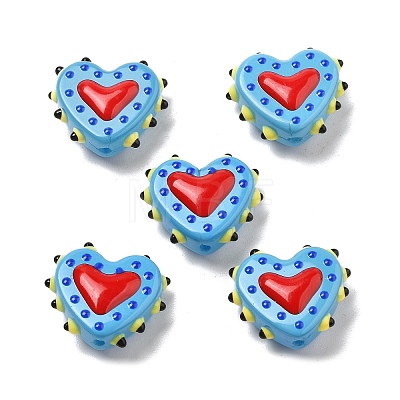 Baking Paint Glass Bumpy Beads Heart X-LAMP-V001-07B-1