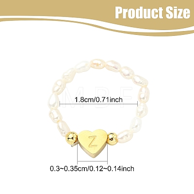 Natural Freshwater Pearl & 304 Stainless Steel Bead Finger Rings RJEW-FS00001-26-1