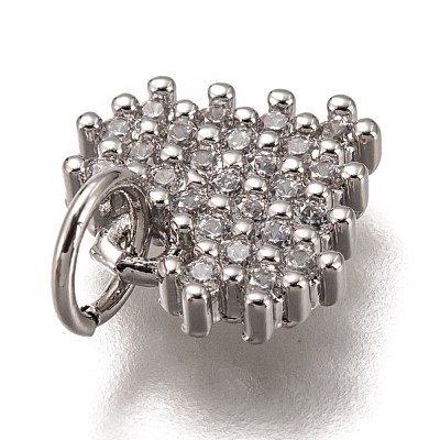 Brass Micro Pave Clear Cubic Zirconia Charms ZIRC-B002-61P-1