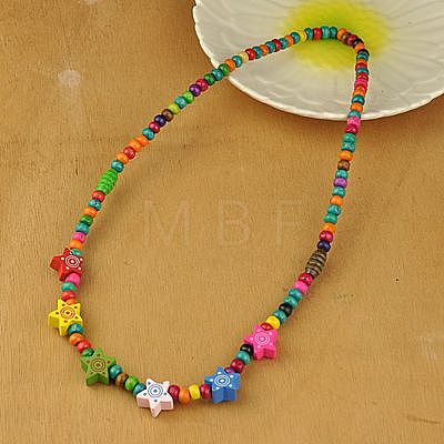 Wood Necklaces for Kids NJEW-JN00312-12-1