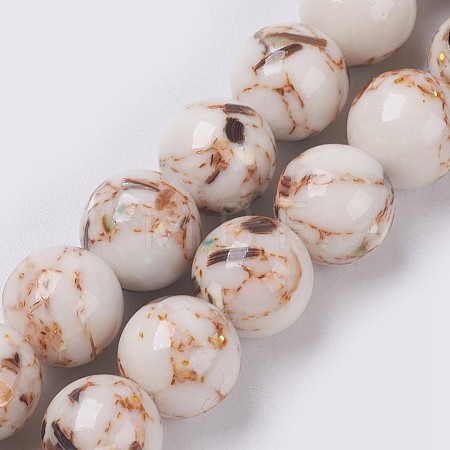 Sea Shell and Synthetic Turquoise Assembled Beads Strands G-G758-08-8mm-1