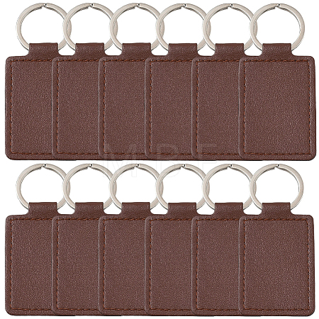 CutHollow 12Pcs Rectangle Imitation Leather Pendant Keychain KEYC-CL0001-11B-1