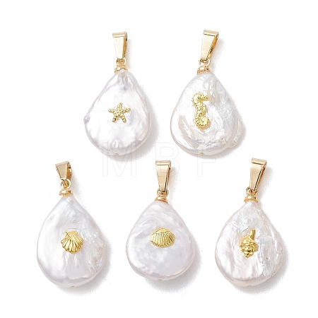 Natural Baroque Keshi Pearl Pendants PALLOY-JF05476-1