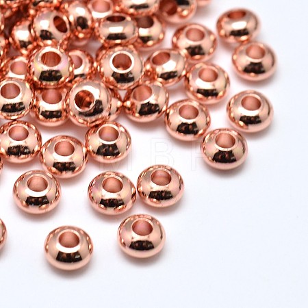 Brass Flat Round Spacer Beads KK-M085-20RG-NR-1