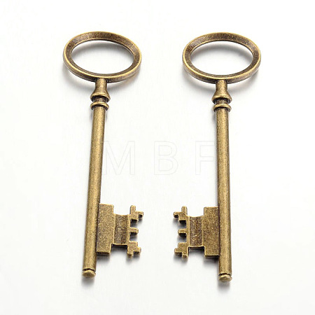 Tibetan Style Alloy Skeleton Key Large Pendants LS-TIBEP-S105-AB-NR-1