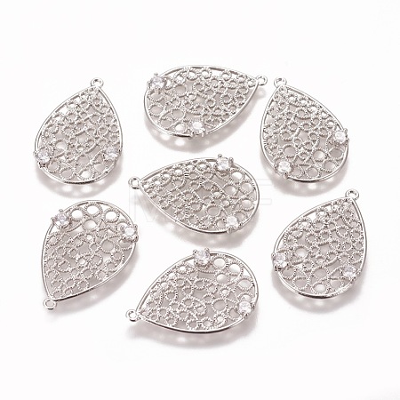 Brass Micro Pave Cubic Zirconia Pendants KK-F803-07P-NF-1