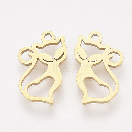 201 Stainless Steel Kitten Pendants STAS-S110-048G-1