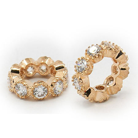 Brass Cubic Zirconia European Beads ZIRC-F001-109RG-1