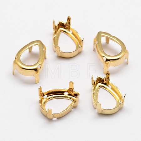 Flat Teardrop Brass Sew on Prong Settings KK-N0084-A02-10x14G-1