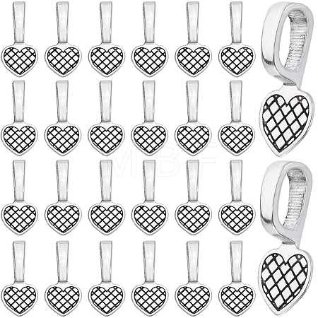 100Pcs Tibetan Style Alloy Heart Glue-on Flat Pad Pendant Bails FIND-SP0001-85-1