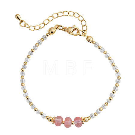 Glass & Imitation Pearl & Brass Beaded Bracelets for Women JV0360-1-1