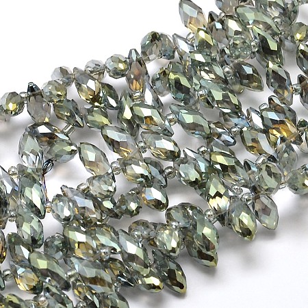 Faceted Teardrop Full Rainbow Plated Electroplate Glass Beads Strands EGLA-J131-FR12-1