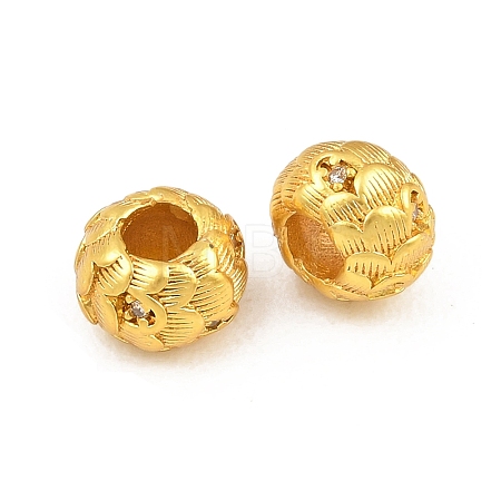 Brass Pave Clear Cubic Zirconia European Beads KK-A292-08MG-1