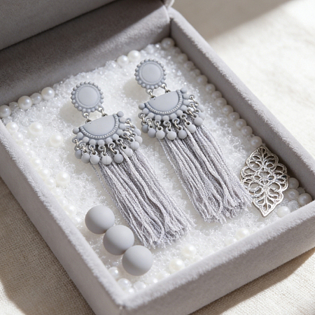 Zinc Alloy Tassel Chandelier Earrings PC6509-3-1