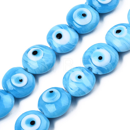 Handmade Evil Eye Lampwork Beads Strands LAMP-N029-009D-1