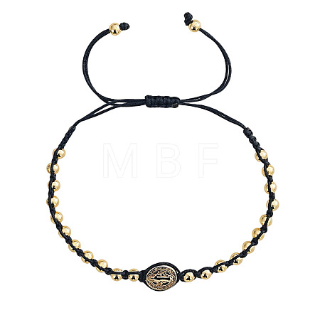 Brass Round Beads Braided Bead Bracelets DX6223-2-1