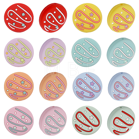 16Pcs 8 Colors Doughnut Food Grade Eco-Friendly Silicone Beads SIL-CA0002-64-1