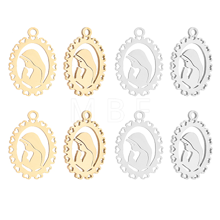 12Pcs 2 Colors Ion Plating(IP) 201 Stainless Steel Pendants STAS-UN0029-76-1