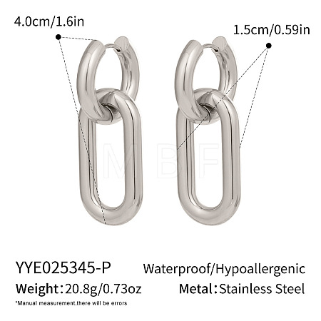 304 Stainless Steel Oval Hoop Earrings AW2454-3-1