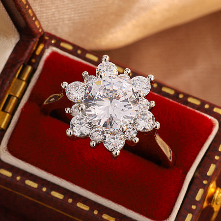 Brass Pave Cubic Zirconia Finger Rings for Women WG393CA-01-1