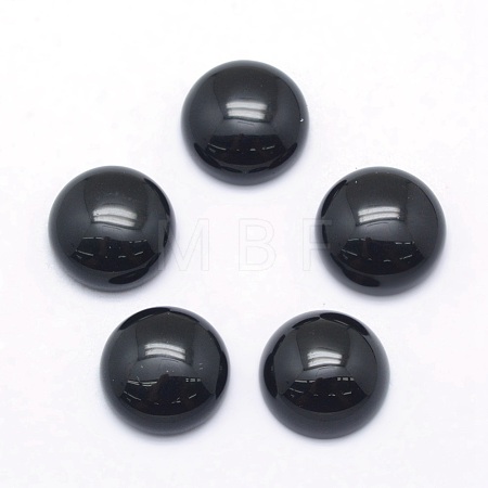 Natural Dyed & Heated Black Agate Cabochons G-P393-R02-12mm-1